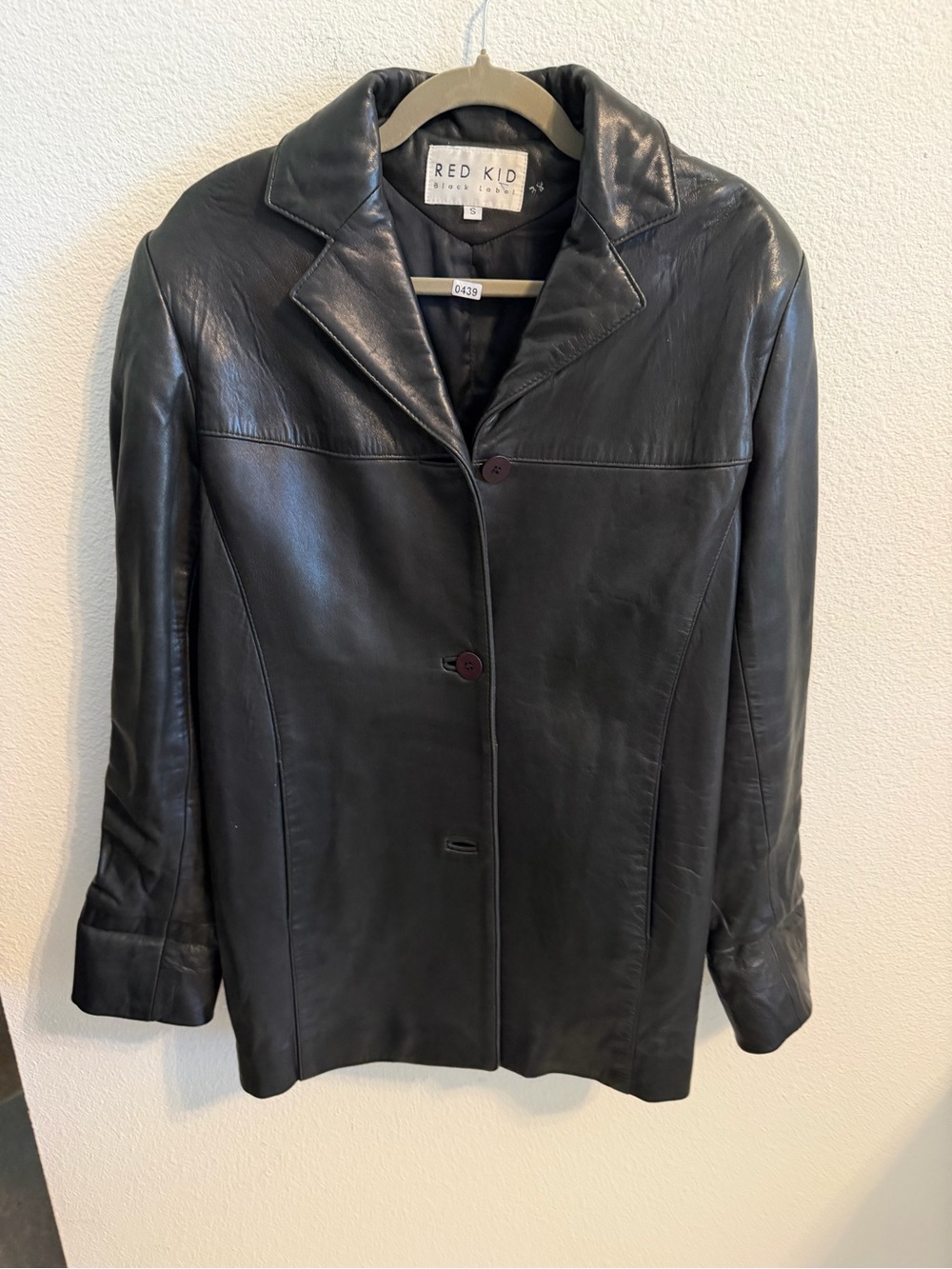 Black Label Black Leather Button-Front Jacket